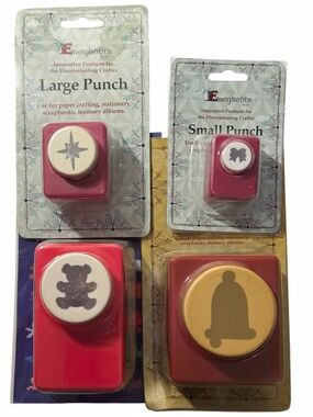 🎄Emagination Punches x4 Bell Star Teddy Bear Bow Christmas
